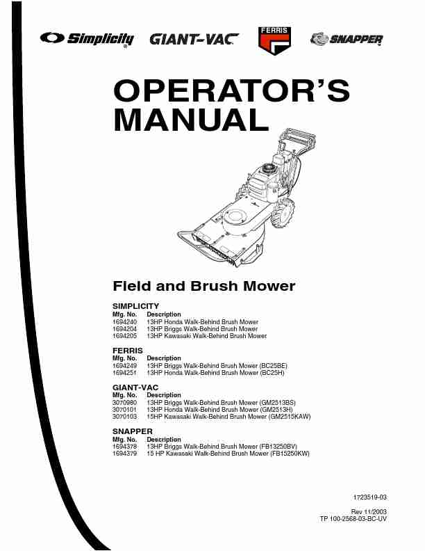 Snapper Lawn Mower BC25BE-page_pdf